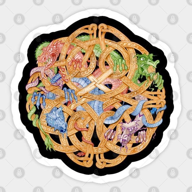 Celtic Knot with Dragons Sticker by MichaelaGrove